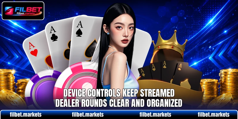 Device controls keep streamed dealer rounds clear and organized