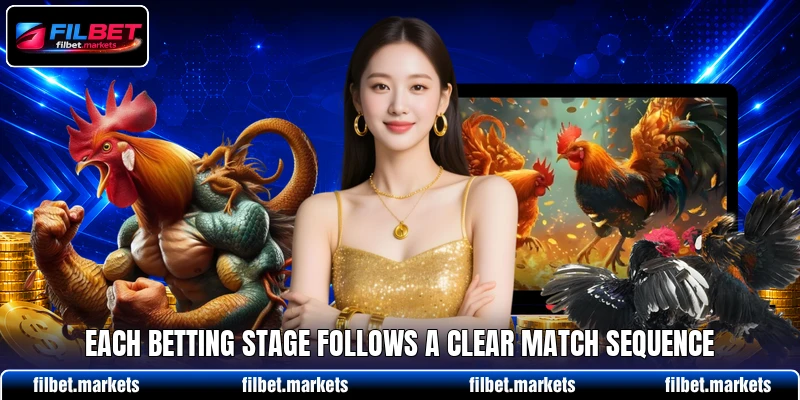Each betting stage follows a clear match sequence