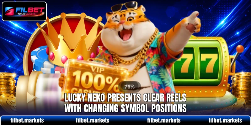 Lucky Neko presents clear reels with changing symbol positions Lucky Neko presents clear reels with changing symbol positions