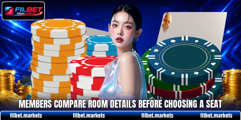 Members compare room details before choosing a seat Members compare room details before choosing a seat