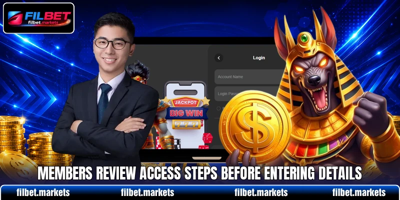 Members review access steps before entering details