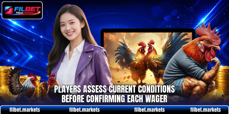 Players assess current conditions before confirming each wager Players assess current conditions before confirming each wager