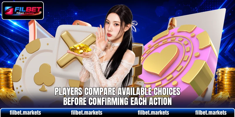 Players compare available choices before confirming each action