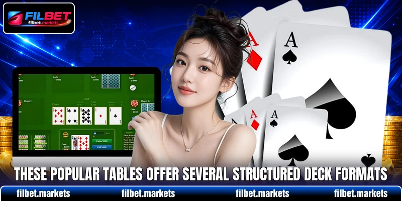 These popular tables offer several structured deck formats These popular tables offer several structured deck formats